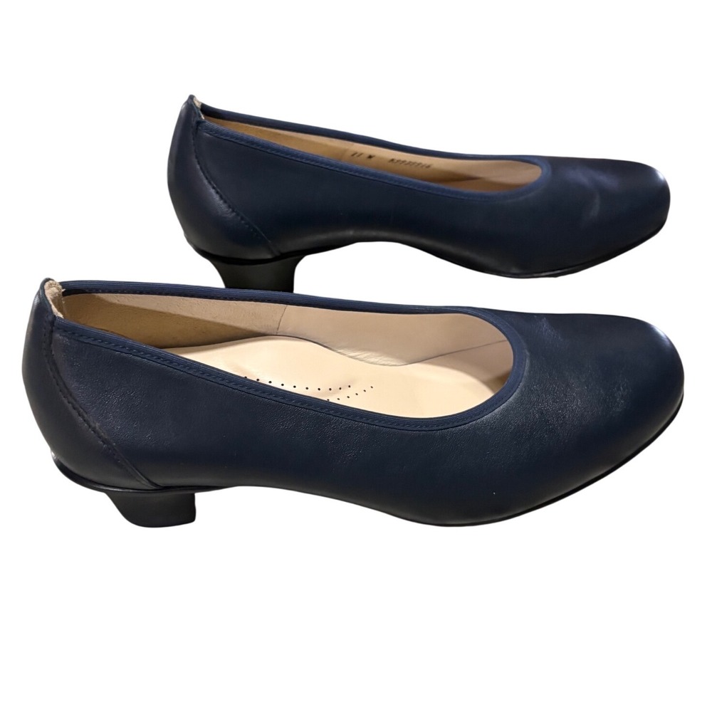 SAS Milano Navy Blue Leather Low Block Heel Pumps Womens‎ 11 W